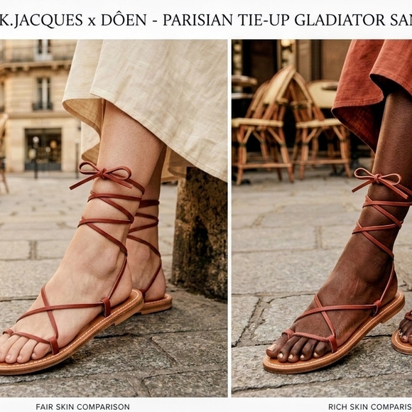 K.Jacques x DÔEN Parisian Tie-Up Gladiator Sandals Red Leather 42 - Picture 2 of 8